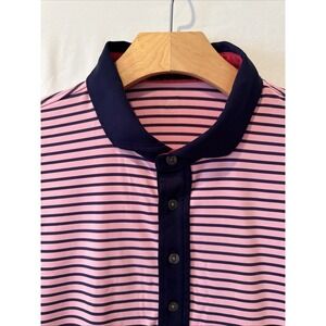 Greyson Polo S/S Shirt Mens XL PINK/NAVY STRIPE PERFORMANCE GOLF